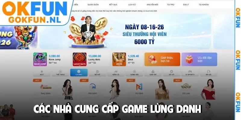 Các nhà cung cấp game lừng danh