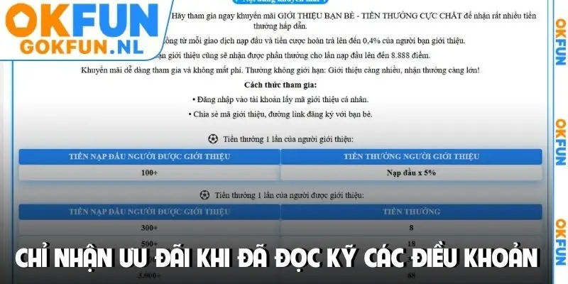 Chỉ nhận ưu đãi khi đã đọc kỹ các điều khoản