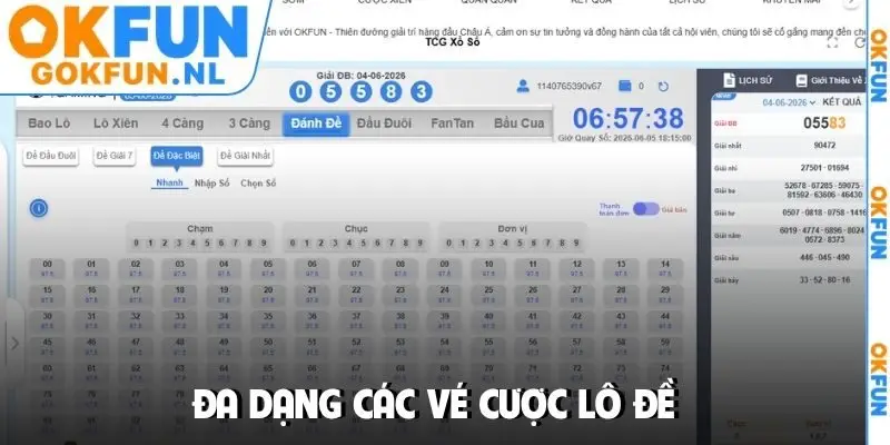 Đa dạng các vé cược lô đề