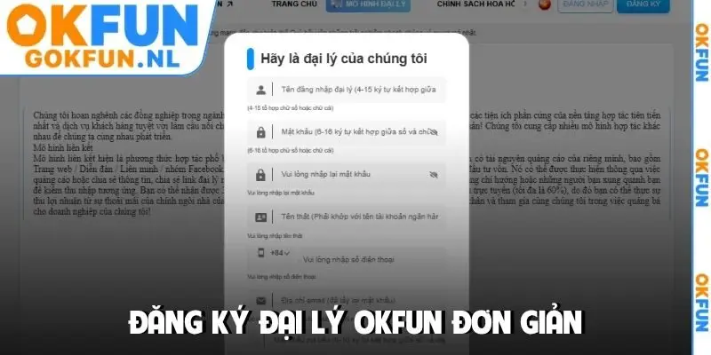Đăng ký đại lý OKFUN đơn giản