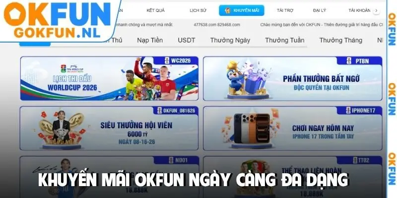 Khuyến mãi OKFUN ngày càng đa dạng