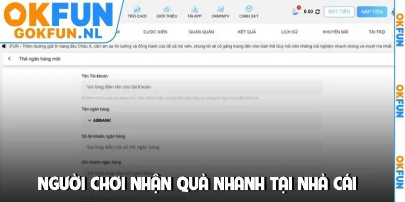 Người chơi nhận quà nhanh tại hệ thống nhà cái